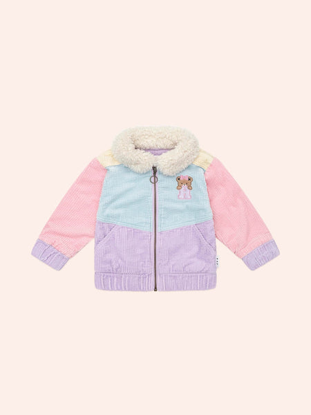Blush Colour Block Cord Jacket