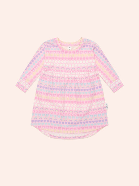 Emoji Rainbow Long Sleeve Swirl Dress