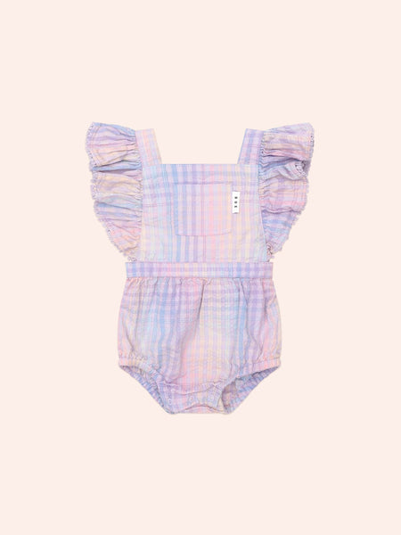 RAINBOW CHECK FRILL PLAYSUIT