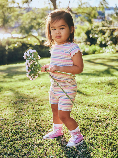 Rainbow Stripe Rib Short